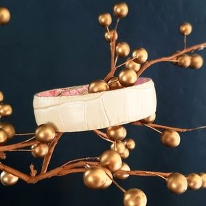 Cream Croc Skin Cuff Bracelet